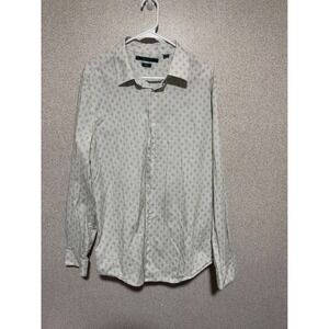 Perry Ellis Mens XXL Slim Fit Stretch Shirt Geometric Diamond Print Long Sleeve